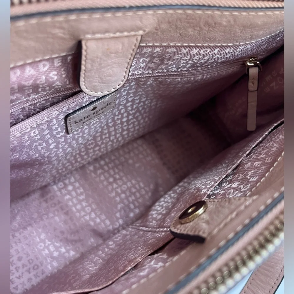 Kate Spade Bristol Drive Ostrich Loden pink crossbody tote